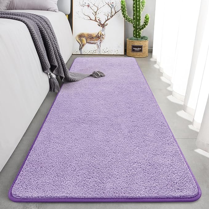 Keeko 2x6 Long Runner Rug, Purple Bedroom Bedside Runner Rug Living Room Carpet Area Throw Rugs for Hallway Soft Indoor Memory Foam Rugs for Teen Kids Classroom Nursery Dorm Laundry Room Decor