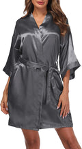 Women's Satin Kimono Robes Short Silky Bathrobe Solid Color/Floral Bridal Wedding Party