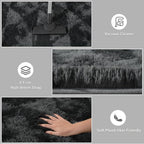 ISEAU 5x7 Area Rug for Living Room, Dark Grey Geometric Pattern Plush Rug for Bedroom, Kitchen, Soft Shaggy Carpets, Fluffy and Machine Washable Mats, Nursery Floors Mat, Boys Room Carpet Decor