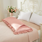 Rose Gold Satin Pillowcases Body Pillow for Hair and Skin,Rose Gold Body Pillow Silk Pillowcase with Envelope Closure Princess Room Decoration