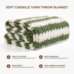 L'AGRATY Chunky Knit Blanket Throw: 50''x60'' Chenille Chunky Knitted Throw Blankets for Bed Couch - Handmade Thick Cable Knit Blanket - Large Crochet Rope Blankets for Home Decor