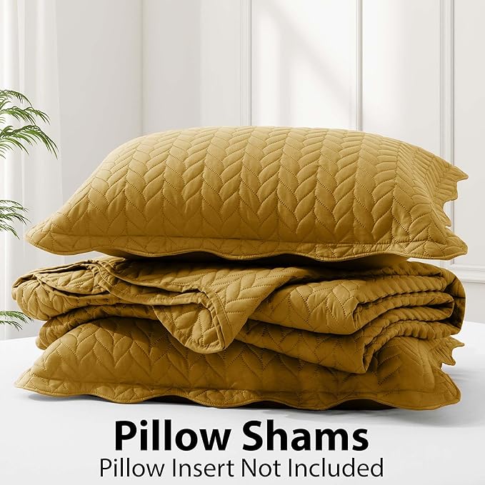 IR Imperial Rooms Twin Quilt Bedding Set (68” x 86”) - Bulk Pack of 10 Wholesale for Hotels, Guest Bedroom & Airbnbs - Lightweight Microfiber Reversible Embossed Quilts Bedspreads (Ochre)