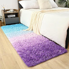 Purple Blue Area Rugs for Bedroom Living Room, 2x6 Feet Fluffy Bedside Rugs, Cute Carpet Rug for Kids Room Nursery, Furry Gradient Rugs for Girls Boys Dorm Room Home Decor