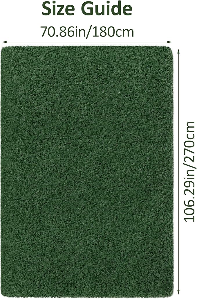 Green Fluffy Rugs for Living Room 6x9 Feet Soft Shaggy Rug for Bedroom Modern Indoor Furry Floor Carpet Washable Plush Fuzzy Kids Rug for Nursery Teen Room Dorm Office