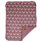 Dear Baby Gear - Reversible Baby Blankets - Soft Nursery Blanket for Newborn - Toddler Blankey - Throw Blanket for Boys & Girls - Infant Blankets - 40x30 (Antler Dusty Rose - Pink Ruffle)