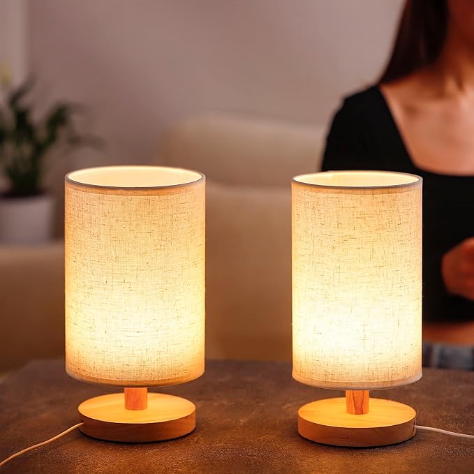 WSYEAR White Modern Bedside Lamp Set of 2 for Bedroom Decor Farmhouse Table Lamp for Living Room Office Dorm