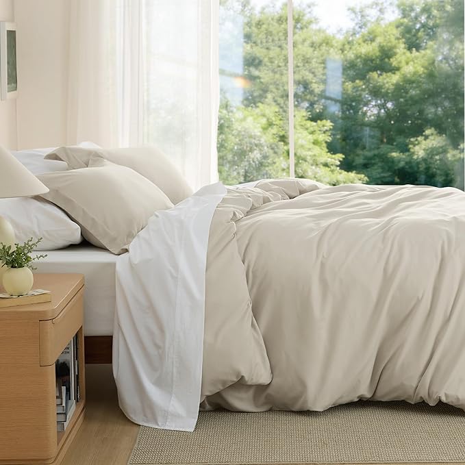 Bedsure Duvet Cover Oversized King Size - Soft Double Brushed Bedding Set for Kids & Adults, Zipper Closure, 3 Pieces, Includes 1 Duvet Cover (120"x98") & 2 Pillow Shams, NO Comforter, Linen