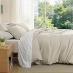 Bedsure Duvet Cover Oversized Queen Size - Soft Double Brushed Bedding Set for Kids & Adults, Zipper Closure, 3 Pieces, Includes 1 Duvet Cover (98"x98") & 2 Pillow Shams, NO Comforter, Linen