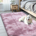 OLANLY Area Rugs for Living Room Bedroom, Machine Washable 3x5 Feet Soft Fluffy Shaggy Bedside Rug, Indoor Floor Carpet for Kids Girls and Boys, Nursery Room, Home Decor Aesthetic, Dusty Pink Tie-dye