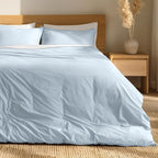 Bare Home 100% Organic Cotton California King Duvet Cover Set - Crisp Percale Weave - Lightweight & Breathable - Cooling Duvet Cover Set (Cal King, Winter Blue)