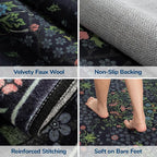 Lessymo Living Room Rug 5x7, Soft Non Slip Washable Area Rugs for Bed Room Dining Room, Faux Wool Boho Low Pile Stain Resistance Distressed Retro Indoor Boho Carpet, Dark Green