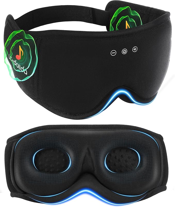 BambooCotton 3D Bluetooth Sleep Mask, LC-dolida 2025 New Sleep Headphones, Wireless Comfort, Sustainable Luxury for Better Sleep