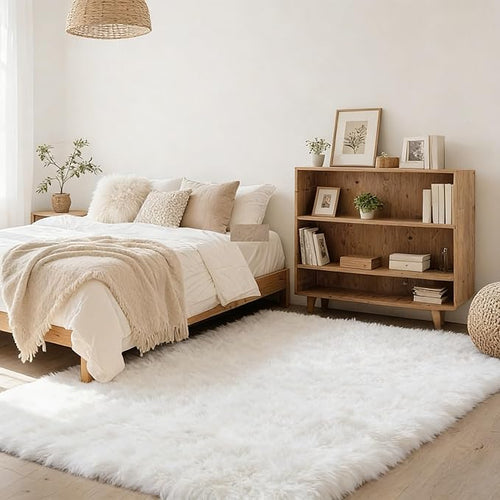 10x14 Area Rug Fluffy Shaggy Ultra Soft Faux Fur Non-Slip Machine Washable Carpet for Bedroom, Living Room, Nursery & Dorm Cozy Home Decor