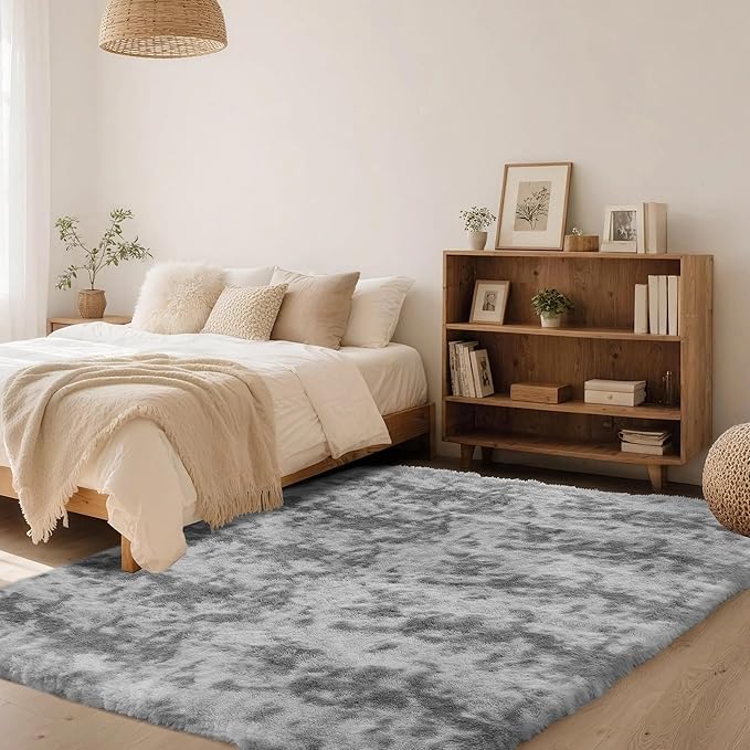 9x12 Area Rug Fluffy Shaggy Ultra Soft Faux Fur Non-Slip Machine Washable Carpet for Bedroom, Living Room, Nursery & Dorm Cozy Home Decor