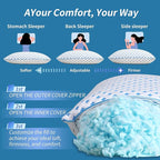 Memory Foam Pillows 2 Pack – Adjustable Loft Cooling Pillows King Size Set of 2 for Sleeping, Firm, Supportive, and Breathable Design for Hot, Side, Back, and Stomach Sleepers