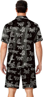 Ekouaer Mens Pajamas Set Silk Satin Sleepwear Short Sleeve Button Down Pjs Set 2 Piece Loungewear with Pockets S-XXL