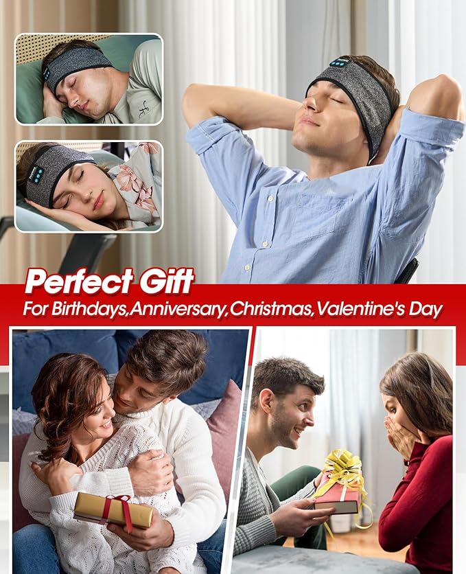 Perytong Sleep Headphones Bluetooth Headband Earphones Wireless, Sleeping Headphones Headband for Sleeping, Sports, Gifts, Workout, Jogging, Yoga, Insomnia, Air Travel, Meditation