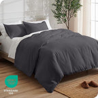 Bare Home Bedding Duvet Cover Oversized Queen - Premium 1800 Super Soft Collection - Lightweight, Cooling - Soft Breathable Bedding Duvet Cover (Oversized Queen, Forged Iron Grey)