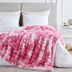 60x80 Inches Ultra-Soft Fuzzy Faux Fur Plush Twin Size Blanket - Thick, Warm Sherpa for Couch, Sofa, Bedroom, Camping - Decorative Blanket for Cozy Warmth, Bubble Pink Tie Dye