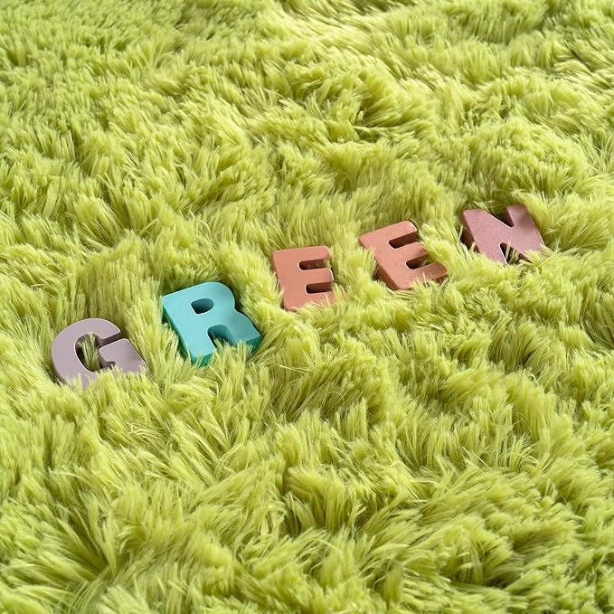 Noahas Large Fluffy Green 5x8 Area Rugs for Living Room Bedroom,Thick Shag Throw Rug,Big Soft Shaggy Bedside Non-Slip Plush Dorm Nursery Kids Carpet