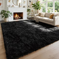 Amdrebio Black Rugs for Bedroom Living Room Decor Aesthetic, Fluffy Shag Furry Area Rugs for Kids, Men, Boys Room, Modern Cool Carpet for Classroom, Apartment, Nursery, Dorm, Office, 4x6 Shaggy Rug