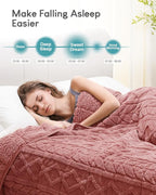 Cottonblue Jacquard Weighted Blanket 20 lbs for Adults Queen Size, Ultra Soft Sherpa Fleece Blanket for Relax and Sleep, Cozy Comfort Heavy Bed Blankets with Glass Beads, 60x80 Inches, Apricot Pink