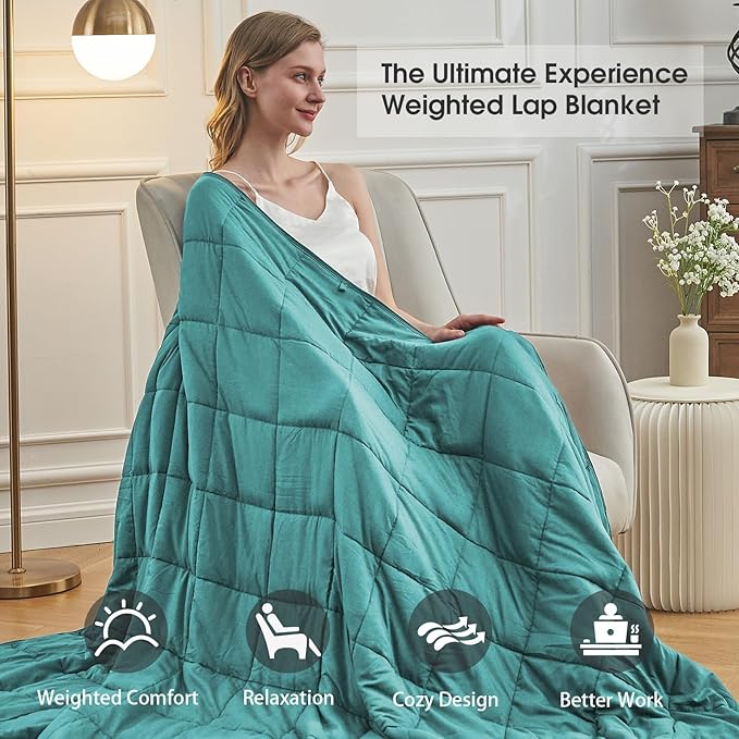 Teal Weighted Blanket for Adults 25lbs, 88"x104", Cal King Cooling Heavy Throw Blanket for 220-280lbs, Microfiber Soft Thick Big Blankets Weighted Comforter Gift for Sleeping