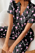 Ekouaer Silk Satin Pajamas Set Women Short Sleeve Sleepwear Soft Button Down Loungewear Pjs Set