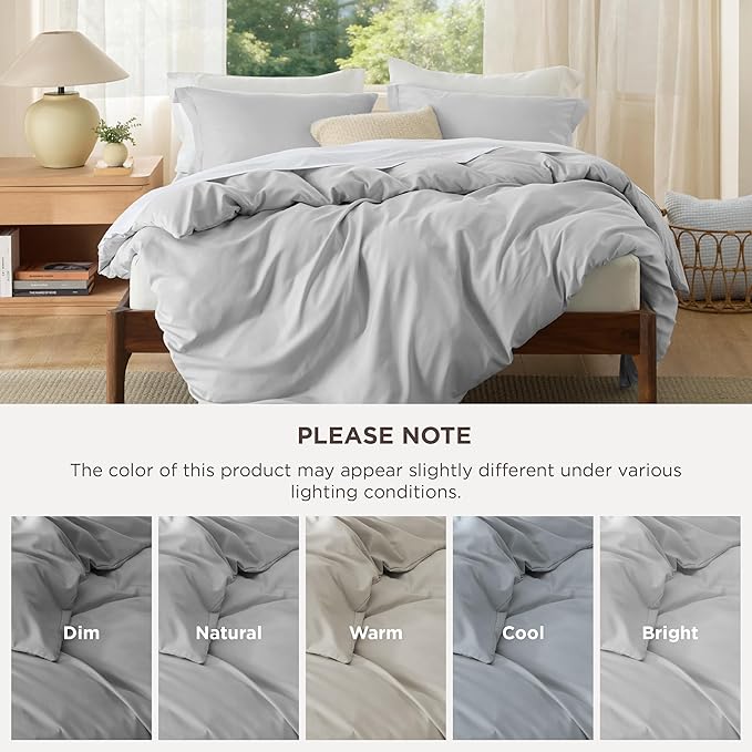 Bedsure Duvet Cover Full Size - Soft Double Brushed Bedding Set for Kids & Adults, Zipper Closure, 3 Pieces, Includes 1 Duvet Cover (80"x90") & 2 Pillow Shams, NO Comforter, Silver Grey
