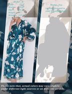Aensso Long Soft Lightweight Silky Kimonos Robes for Women, Luxury Japanese Floral Womens Kimono Robe