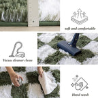 4x6 Area Rugs for Living Room Bedroom, Soft Fluffy Shaggy Bedside Rug, Indoor Floor Carpet for Kids Playroom, Dorms, Nursery Rooms, Home Decor (Olive Green & White 4'x6')