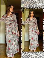 Ekouaer Robes for Women Long Knit Bathrobe Lightweight 3/4 Sleeves Kimono Robe Soft Sleepwear with Pockets S-XXL