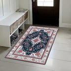 Area Rug 2x3 ft Entry Rug Washable Vintage Boho Rugs Non Slip Low Pile Floral Door Mat Small Carpet for Bedroom, Bedside, Kids Room, Office, Dining Room