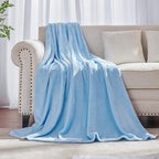 JIAHANNHA Flannel Fleece Blanket Twin Size(60 by 80 Inches),Light Blue Throw Blanket for Couch Sofa Bed 280GSM,Super Soft Plush Cozy and Lightweight Warm Bed Blanket for All Season