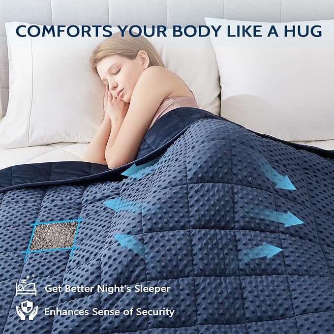 L'AGRATY Weighted Blanket for Adult - 60"x80" 25lbs Minky Dots Heavy Blanket with Glass Beads Soft Breathable for All-Season Summer Fall Winter Thick Comfort for Sleeping