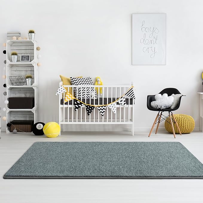 Keeko Soft 2x6 Runner Rug, Bedside Rugs for Bedroom Living Room Small Area Throw Rugs Indoor Runner Hallway Carpets Memory Foam Laundry Room Rug for Teen Kids Nursery Dorm Classroom Decor Grey