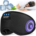 TOPOINT Sleep Mask with Bluetooth Headphones, Breathable Silk Eye Mask for Sleeping Men Women, Bluetooth Sleep Mask Blackout with Speakers, Microphone Handsfree, USB C for Travel Meditation Gifts