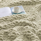 bearberry Chunky Knit Throw Blanket 60x80 Inches Handmade, Soft Jumbo Chenille Yarn with Cable Rope Knot Design | Thick Cozy Large Blanket for Couch, Sofa, Bed & Living Room Home Decor | Green