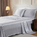 MR&HM Satin Bed Sheets with Elastic Corner Straps, King Size Sheets Set, 4 Pcs Silky Bedding Set with 15 Inches Deep Pocket for Mattress (King, Polka Dot)