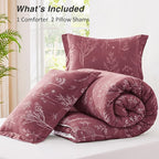 Love's cabin Vintage Rose Comforter Set Queen - Queen Size Comforter Set, 3 Pieces Cute Floral Bedding Sets for All Seasons,1 Soft Reversible Botanical Flowers Comforter and 2 Pillow Shams