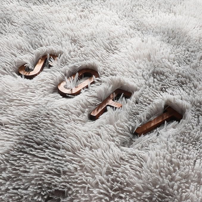 Amdrebio Tie-Dyed Light Grey Large Living Room Rugs 6x9, Furry Shag Area Rug for Bedroom, Big Soft Fluffy Rug for Kids Room Decor, Modern Fuzzy Shaggy Carpet, Plush Floor Rug for Classroom
