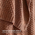 EVERGRACEHOME Chunky Chenille Knit Throw Blanket for Couch, Soft Luxurious Moss Stitch Blankets for Bed, Cozy Decorative Farmhouse Knitted Throws for Sofa, Terracotta Clay, 50" x 60"