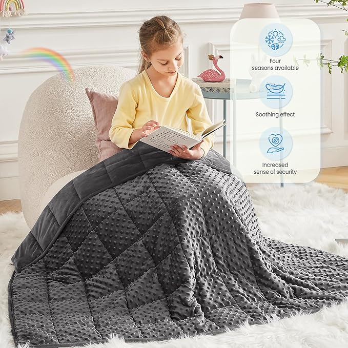 HOSUKKO Weighted Blanket - 5 lbs Grey Thciken Heavy Blanket - Small Size Breathable Blanket(36 * 48 inches, 5 lbs)