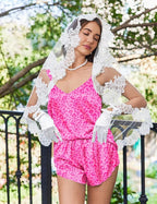 Ekouaer Satin Pajama Set for Women, Backless Silk Lingerie Pjs Back Tie-up Camisole Top and Shorts with Ruffle Sleepwear