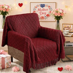 inhand Claret Knitted Throw Blanket for Couch Bed, Mothers Day/Mom Birthday Gifts for Mom from Daughter Son, Soft Lightweight with Tassels, Farmhouse Warm Decorative Blanket for Women, 50"x60"