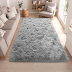 Grey Rugs for Bedroom 5x7 ft - Ultra Soft Faux Fur Area Rug - Plush Non-Slip Shaggy Carpet for Living Room, Cozy Fluffy Rug for Kids Boys Girls Dorm Nursery Room, High Pile Floor Carpet