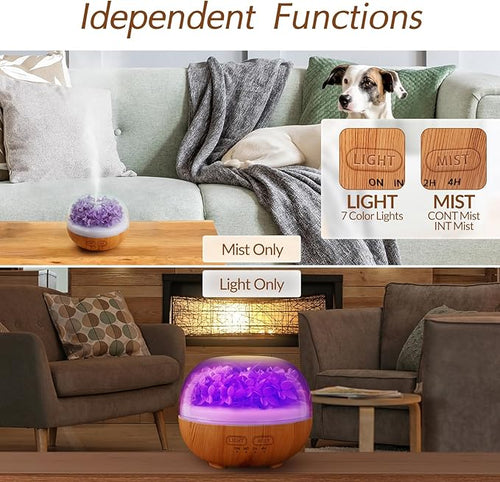 Aromatherapy Essential Oil Diffuser, 300ml Air Diffuser Humidifier with 7 LED Colors, Timer & Auto-Off for Home Bedroom Office (Purple)