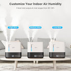 JRD Humidifiers for Bedroom, Ultrasonic Humidifier 4L for Large Room, Cool Mist Top-Fill, 40H Run, 12H Timer, 360° Nozzle, Aroma Diffuser, 7-Color Night Light for Home, Office, Baby(White)