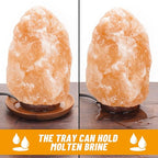 2 Pack Salt Lamp Cord Replacement with 2 Pack Wooden Tray and 8 Pack 15 Watts E12 Halogen Salt Lamp Bulbs