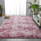 Deerhoo Large Shag Area Rugs 5 x 8, Tie-Dyed Plush Fuzzy Rugs for Living Room, Ultra Soft Fluffy Furry Rug for Bedroom, Indoor Carpet Nursery Rugs for Kids Room Home Decor, Pink Purple